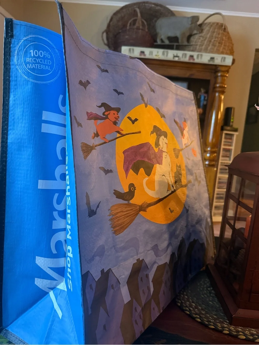 Marshalls/ TJ Maxx Halloween Dogs on Brooms Reusable Tote Bag 🐶🧹🌝🦇🎃